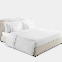Biancoperla Set lenzuola Komodo in raso di cotone jacquard bianco