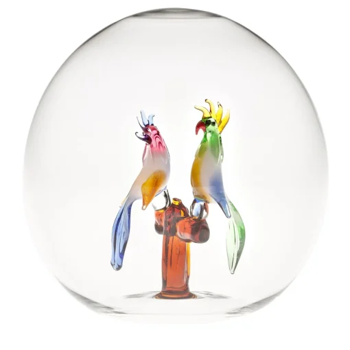 Casarialto Sfera in Vetro Mini Oasis con Pappagalli