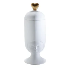 Bosa Sorella Clara In Love Vaso in ceramica bianca satinata con coperchio
