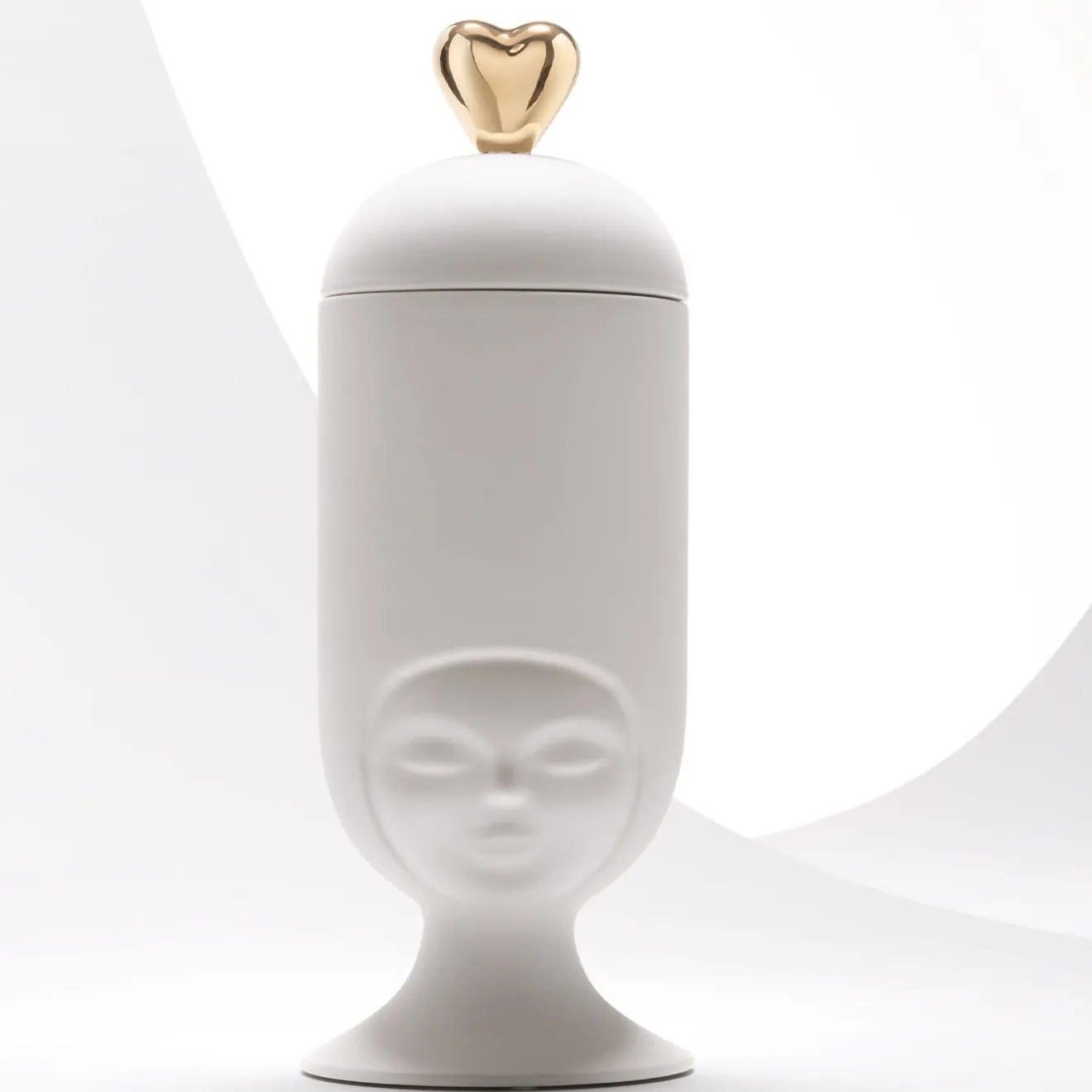 Bosa Sorella Clara In Love Vaso in ceramica bianca satinata con coperchio
