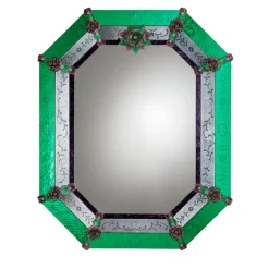 Barbini Specchio da parete Anaki in vetro di Murano Verde