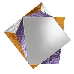Barbini Specchio da parete Bill in vetro di Murano viola e arancio