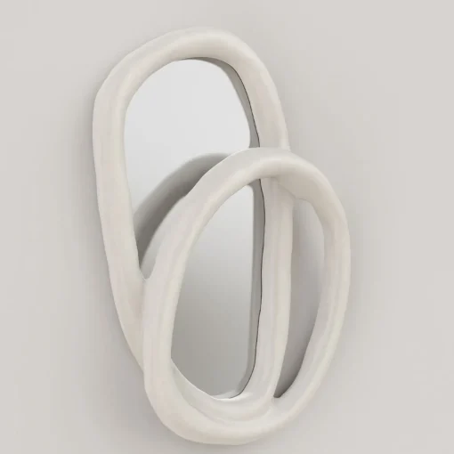 Edizione Limitata by Simone Fanciullacci Specchio da parete grande Bolide V2 in gesso bianco