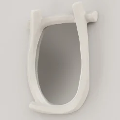 Edizione Limitata by Simone Fanciullacci Specchio da parete grande Esprit V2 in gesso bianco