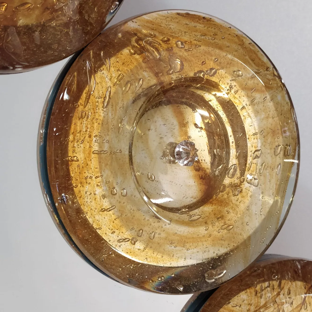 Fratelli Tosi Specchio da parete in vetro di Murano Goccia Ambra