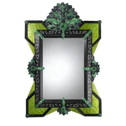 Barbini Specchio da parete Kinda in vetro di Murano verde