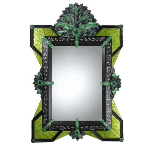 Barbini Specchio da parete Kinda in vetro di Murano verde