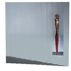 Arte Nel Design Specchio da parete Mirage con scultura in bronzo e acciaio argento