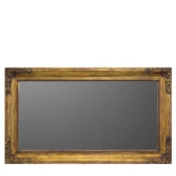 Caiafa Specchio da parete orizzontale con cornice guantiera oro