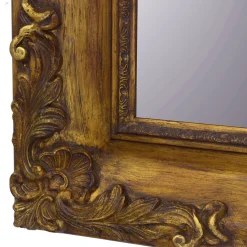 Caiafa Specchio da parete orizzontale con cornice guantiera oro
