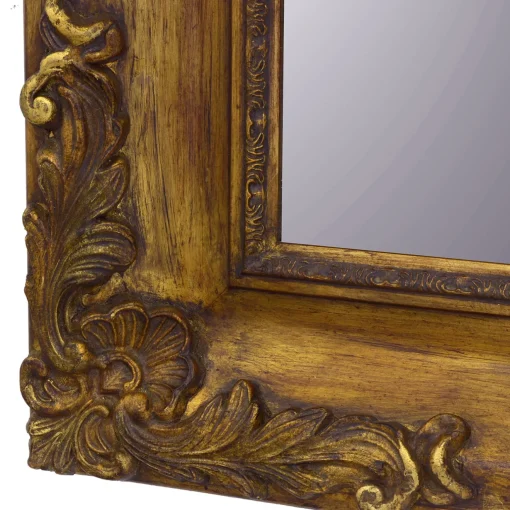 Caiafa Specchio da parete orizzontale con cornice guantiera oro