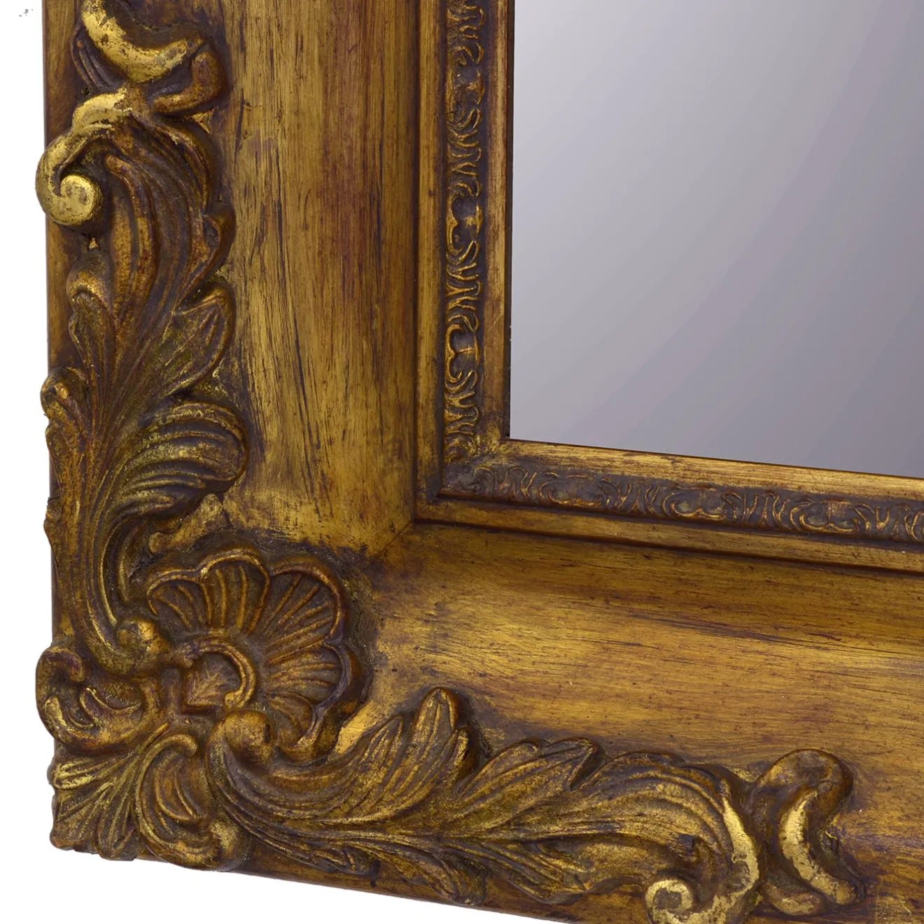 Caiafa Specchio da parete orizzontale con cornice guantiera oro