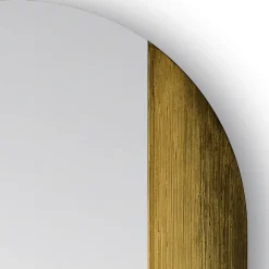 Disain 1971 Specchio da parete ovale Orizzonte in resina spatolata oro