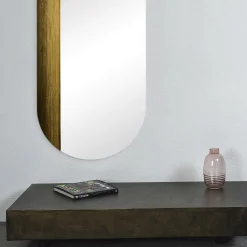 Disain 1971 Specchio da parete ovale Orizzonte in resina spatolata oro