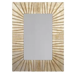 Spini Firenze Specchio da Parete Rettangolare Piccolo con Scanature in Legno Champagne Strip