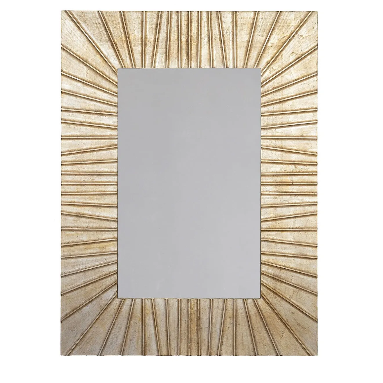 Spini Firenze Specchio da Parete Rettangolare Piccolo con Scanature in Legno Champagne Strip