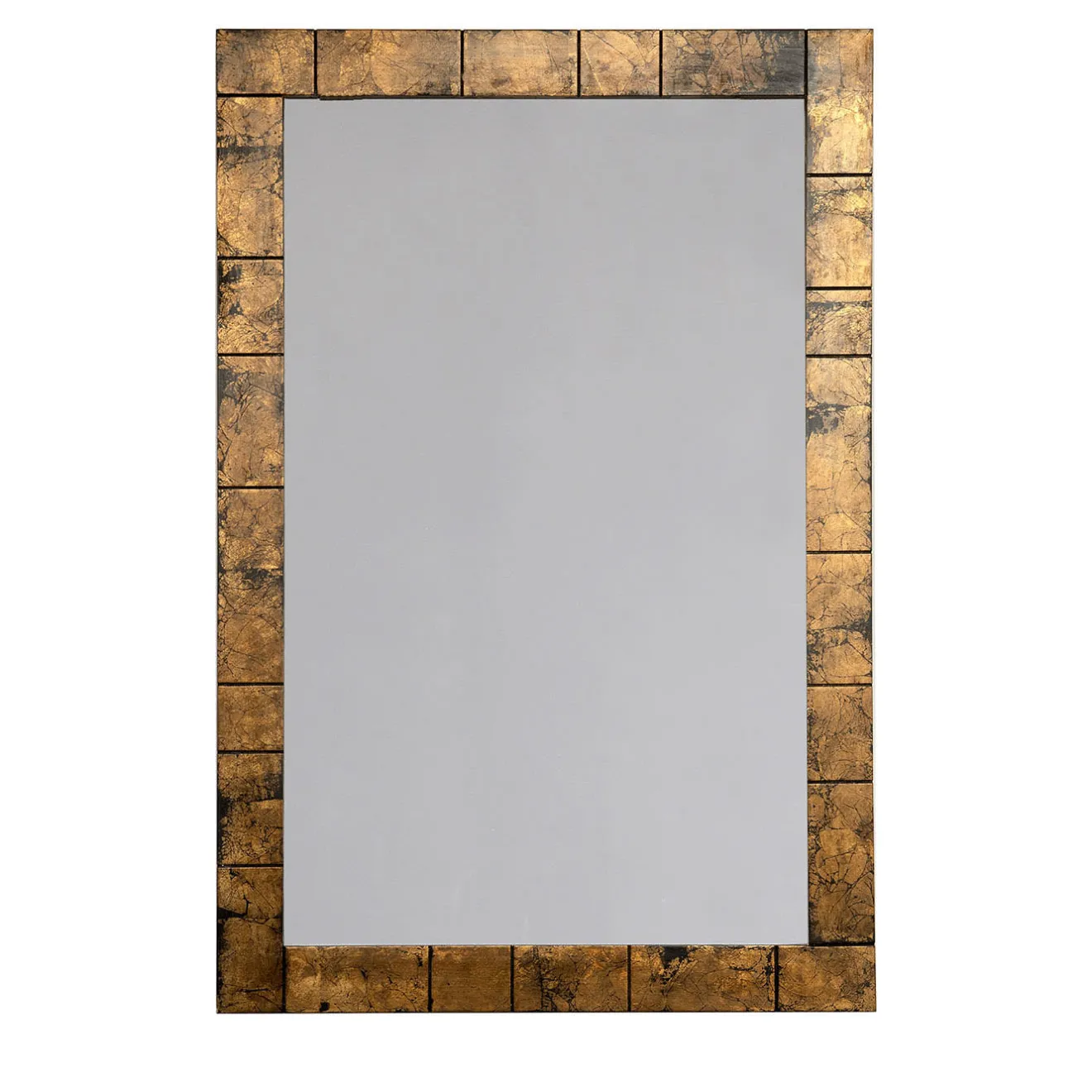 Spini Firenze Specchio da Parete Rettangolare con Scanature in Legno Bronzo Matt