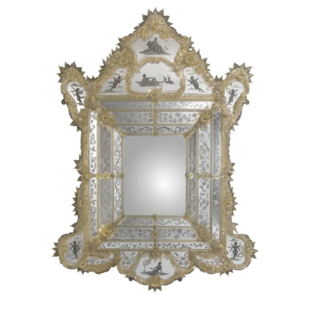 Barbini Specchio da parete Rex con foglia d'oro