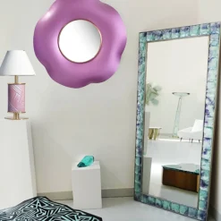 Ghirò Studio Specchio da parete rosa Undulate