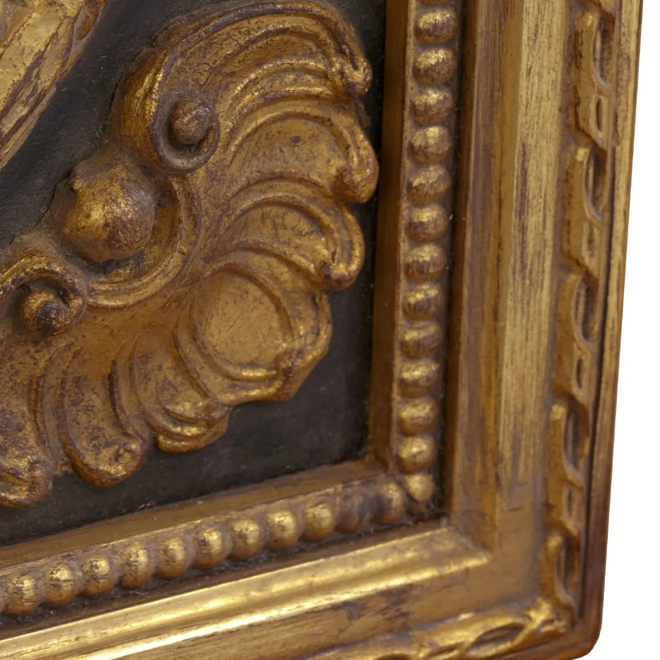 Caiafa Specchio da parete rotondo in ebano e oro