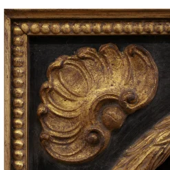 Caiafa Specchio da parete rotondo in ebano e oro