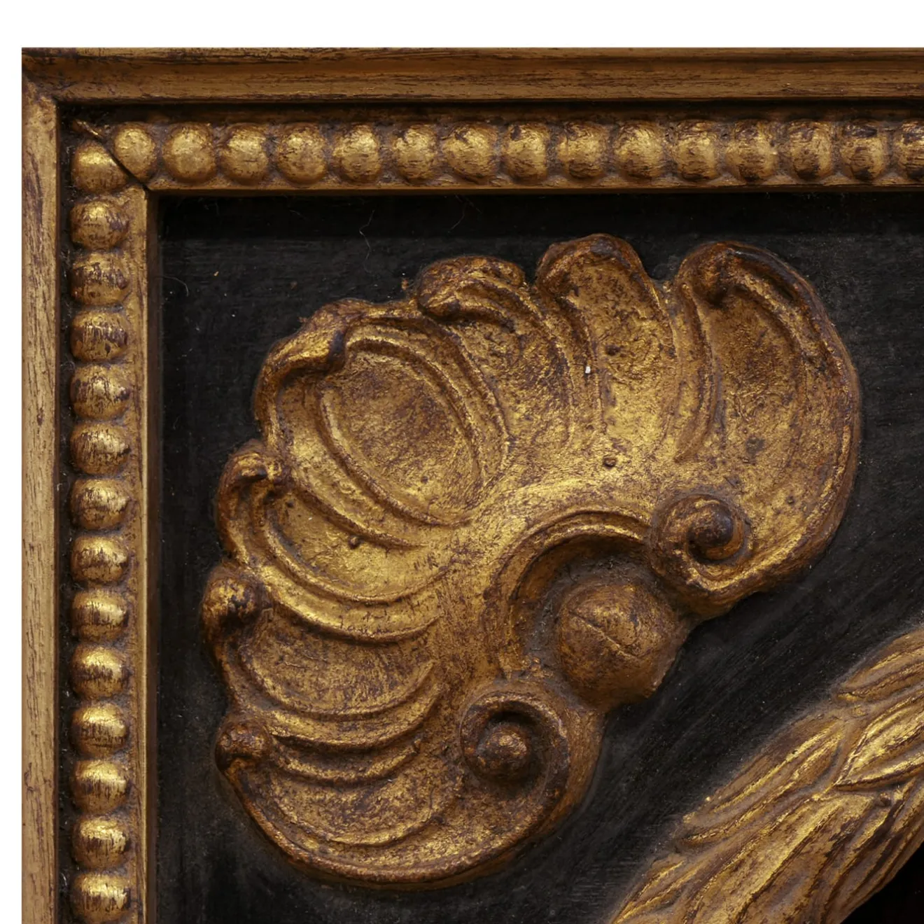 Caiafa Specchio da parete rotondo in ebano e oro