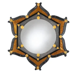 Barbini Specchio da parete Sethi in vetro di Murano arancione