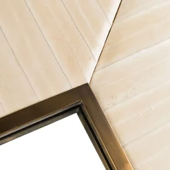 Selezioni Domus Specchio in Pelle di Anguilla e Ottone Lucido Chiaro Nuance Avorio