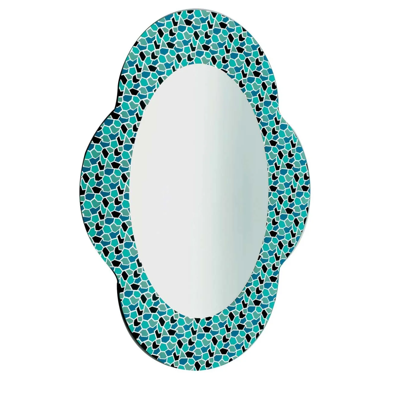 Glas Italia Specchio Settecento verde e azzurro di Alessandro Mendini