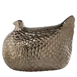 Bitossi Ceramiche Statuetta Gallina Argento di Aldo Londi