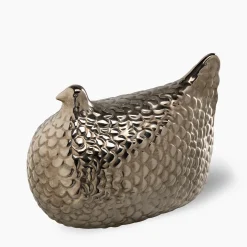 Bitossi Ceramiche Statuetta Gallina Argento di Aldo Londi
