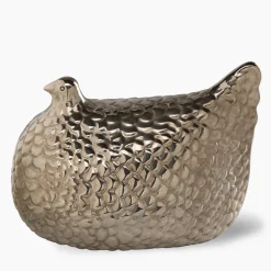 Bitossi Ceramiche Statuetta Gallina Argento di Aldo Londi