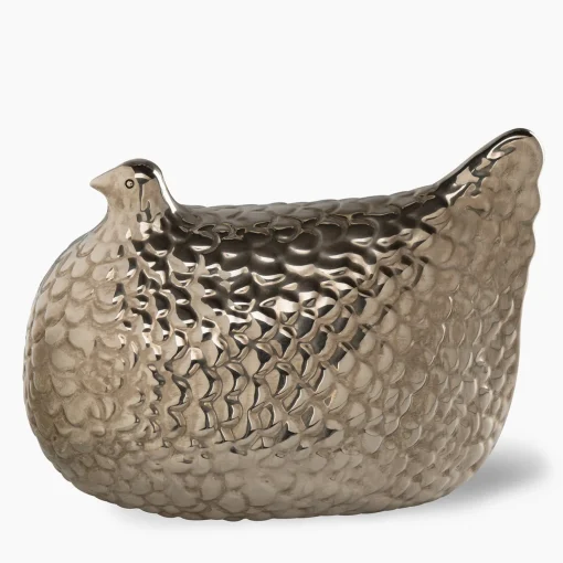 Bitossi Ceramiche Statuetta Gallina Argento di Aldo Londi