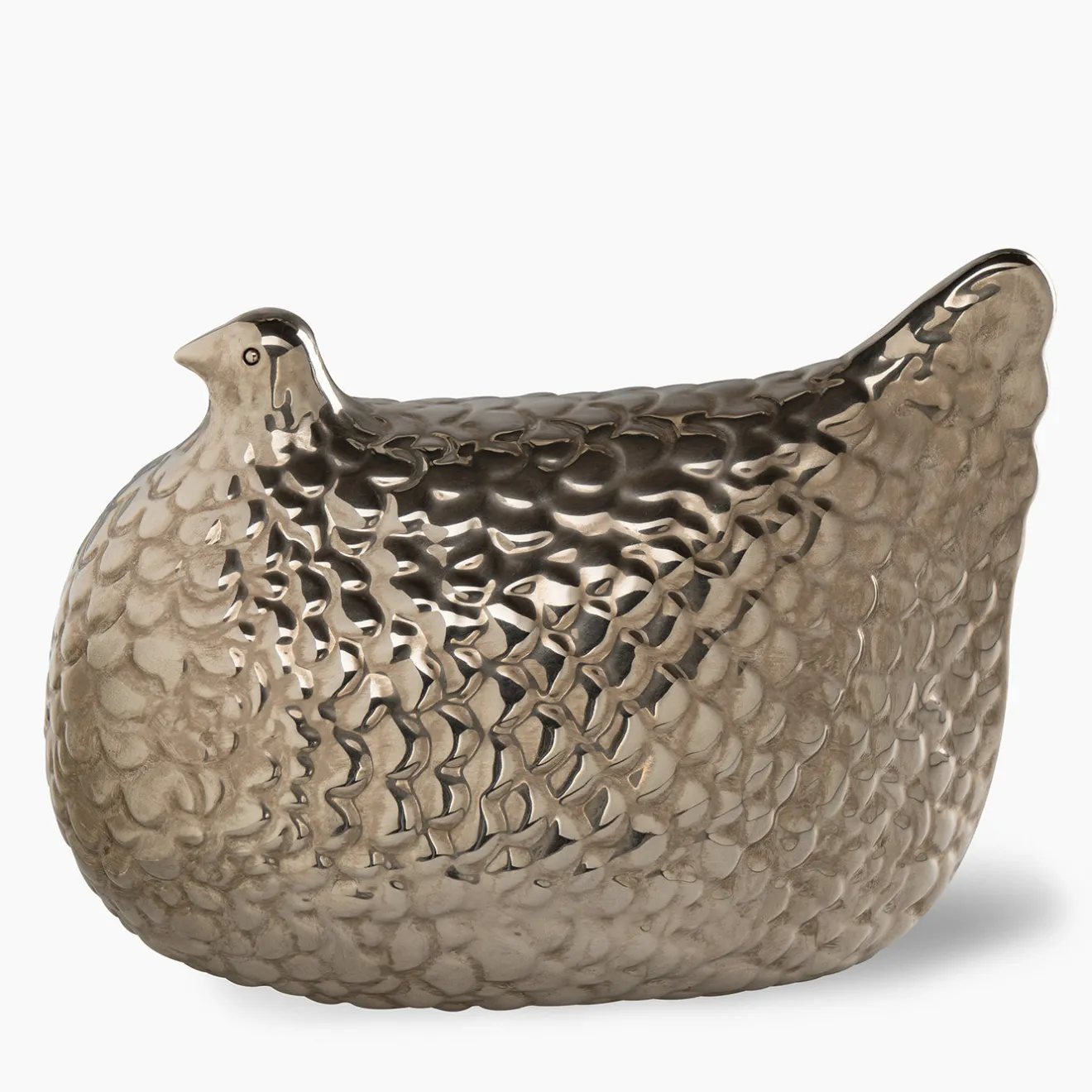 Bitossi Ceramiche Statuetta Gallina Argento di Aldo Londi