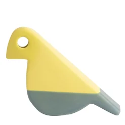 Nuove Forme Statuetta Uccellino giallo e grigio opaco