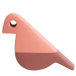 Nuove Forme Statuetta Uccellino rosa opaco e borgogna