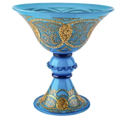Officine di Murano 1295 Stmat Ciotola a forma di calice blu e oro