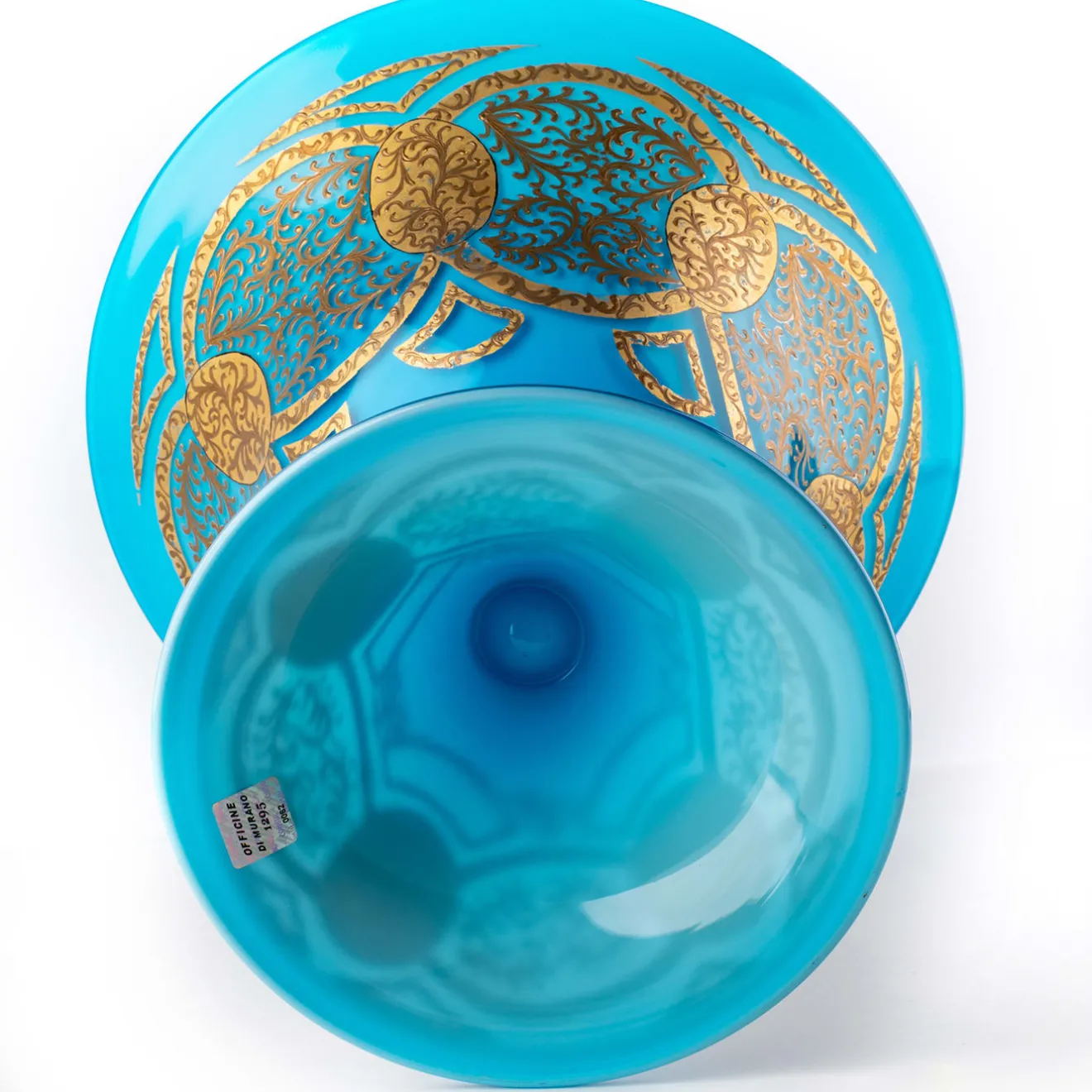 Officine di Murano 1295 Stmat Ciotola a forma di calice blu e oro