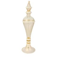 Officine di Murano 1295 Stmat Vaso con piede in oro e bianco 24 carati con coperchio