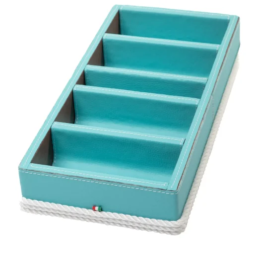 Marricreo Supporto per occhiali/smartphone a 5 scomparti di colore turchese e bianco
