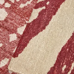 Nodus Tappeto artigianale in seta di bambù rosso e bianco Mars