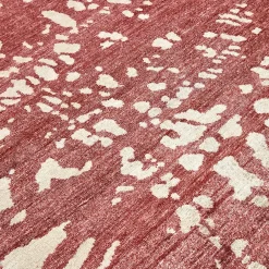 Nodus Tappeto artigianale in seta di bambù rosso e bianco Mars