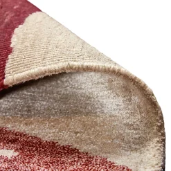 Nodus Tappeto artigianale in seta di bambù rosso e bianco Mars