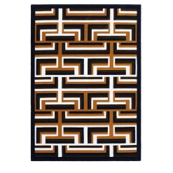 Carpet Edition Tappeto Castelbarco geometrico in lana della Nuova Zelanda marrone/nero/bianco