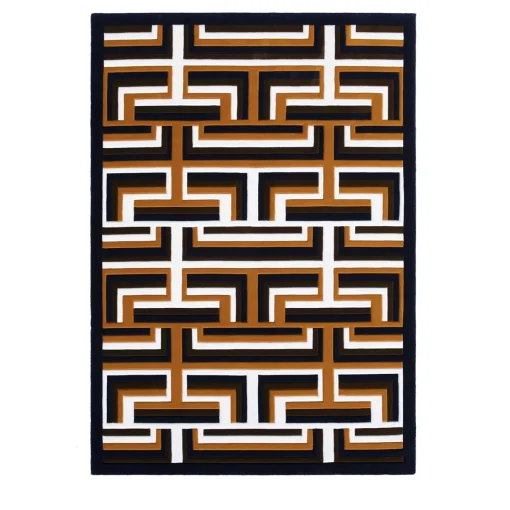 Carpet Edition Tappeto Castelbarco geometrico in lana della Nuova Zelanda marrone/nero/bianco