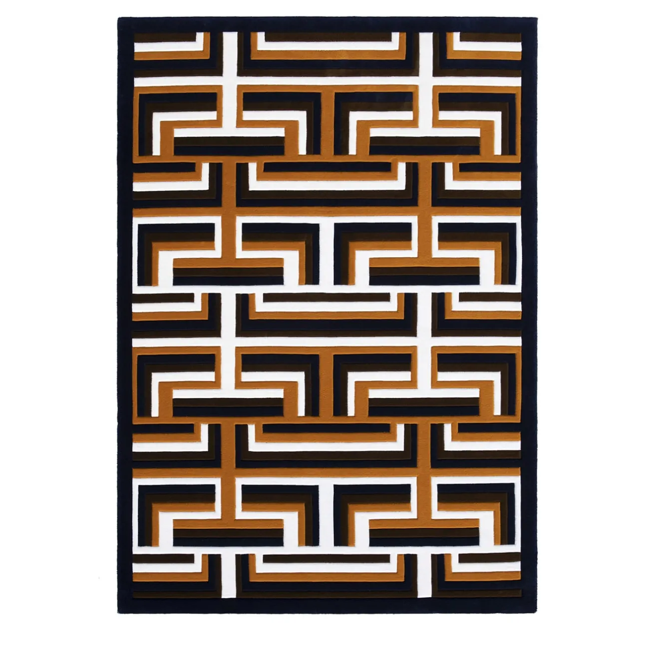 Carpet Edition Tappeto Castelbarco geometrico in lana della Nuova Zelanda marrone/nero/bianco
