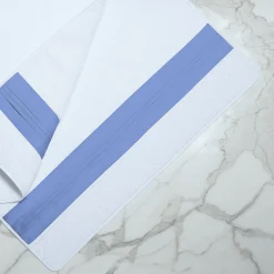 Verderoccia Tappeto da bagno Plissè bianco e blu country