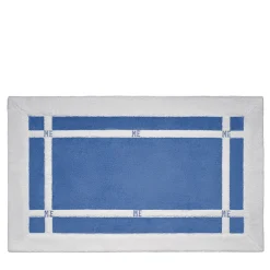 Verderoccia Tappeto da bagno Pompidou in stile geometrico bianco e blu Assisi