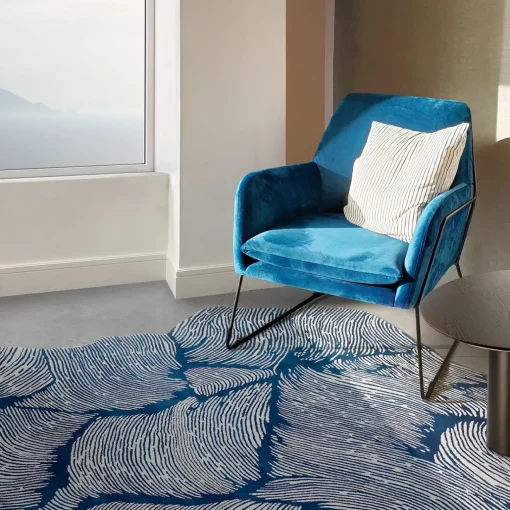 Mohebban Tappeto rettangolare Oceano blu in lana