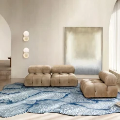 Mohebban Tappeto rettangolare Oceano blu in lana
